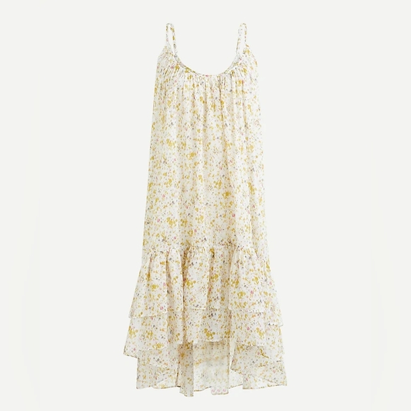 J Crew Tiered Cotton Voile Floral Print Beach Dress Size Medium Twee Breezy - Picture 1 of 5